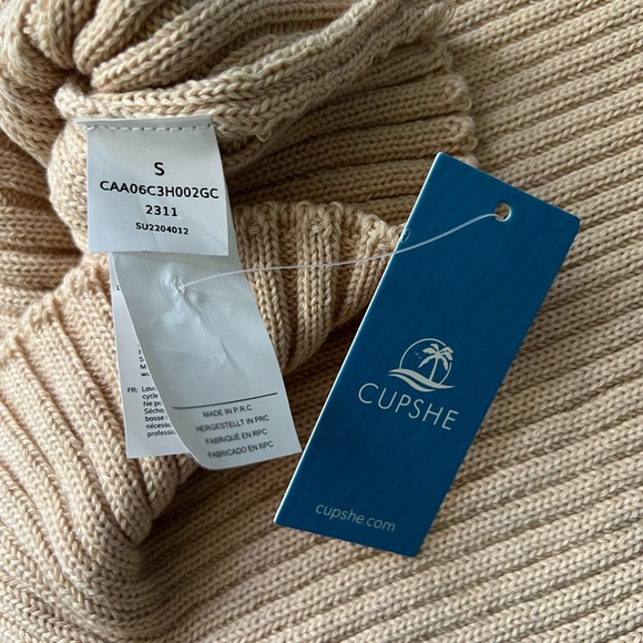 Cupshe Stretchy Elegant Tan Knit Sweater Dress - S - NWT - Picture 7 of 9